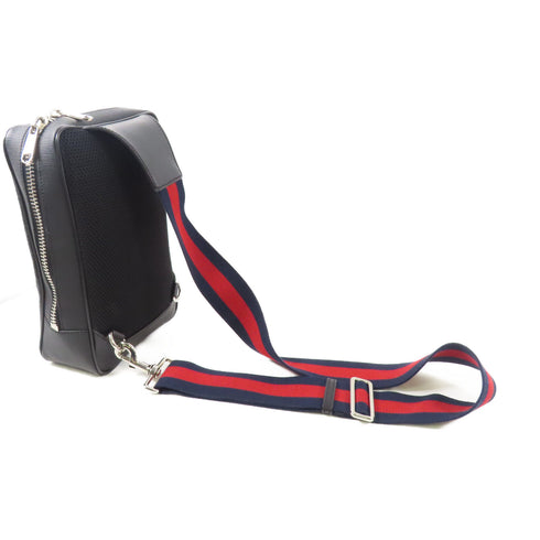 GUCCI GG SHW Black Sling Backpack Crossbody Waist Bag 478325 Coated Canvas Black