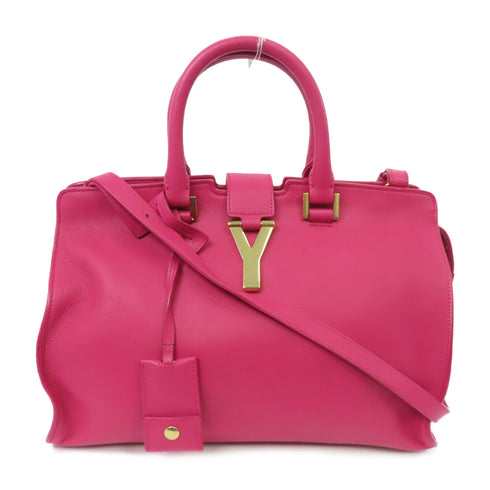 SAINT LAURENT YSL GHW Y Cabas 2way Shoulder Bag 311210 Calfskin Leather Pink