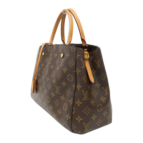LOUIS VUITTON LV GHW Montaigne MM 2 Way Bag Handbag M41056 Monogram Brown v2