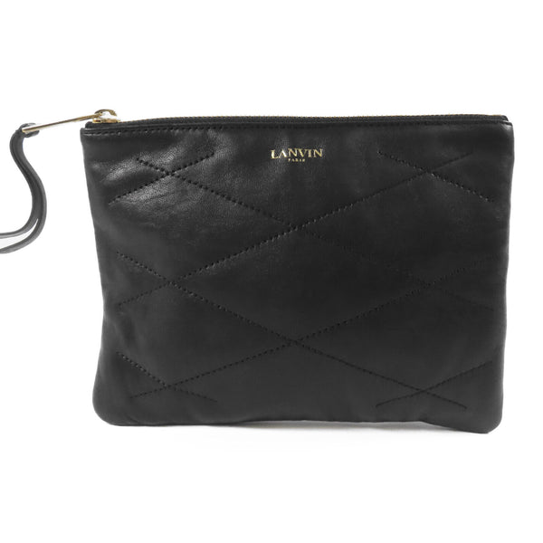 LANVIN GHW Clutch Lambskin Leather