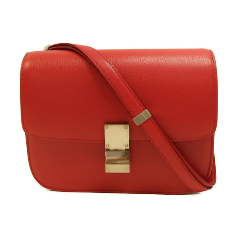 CELINE SHW Classic Box Shoulder Bag Calfskin Leather Red