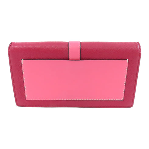 LOEWE SHW Chain Shoulder Bag Crossbody Calfskin Leather Red Pink