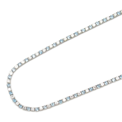 FINE JEWELRY 16.21ct Aquamarine 19.00ct Diamond Necklace 18 White Gold #80cm