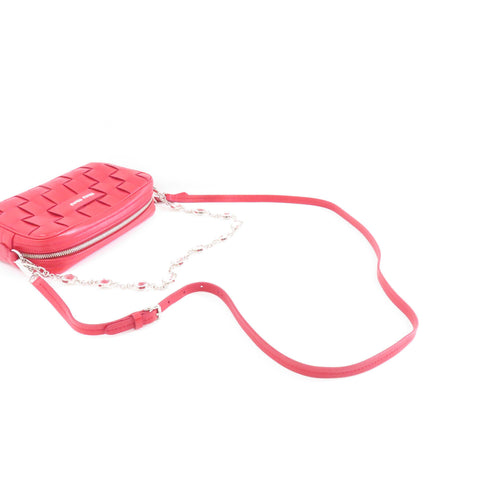 Miu Miu SHW Crystal Chain Shoulder Bag 5BH184 Lambskin Leather Red