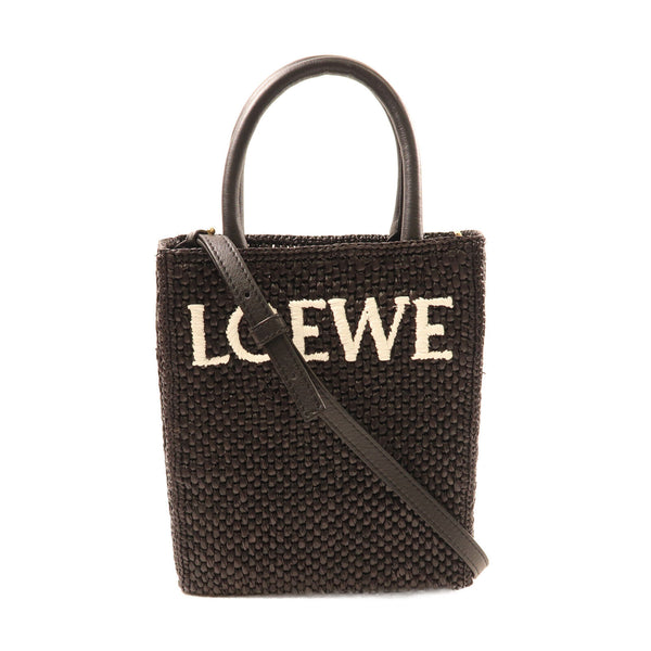 LOEWE GHW Tote Bag 2way Shoulder Hand Bag Raffia A563S30X09 Black