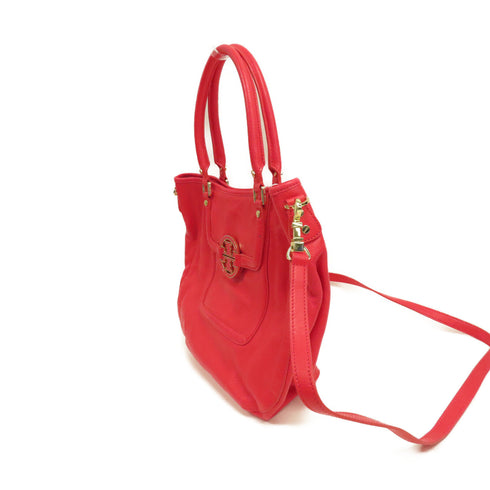 Tory Burch GHW 2Way Shoulder Hand Bag Calfskin Leather Pink/Red