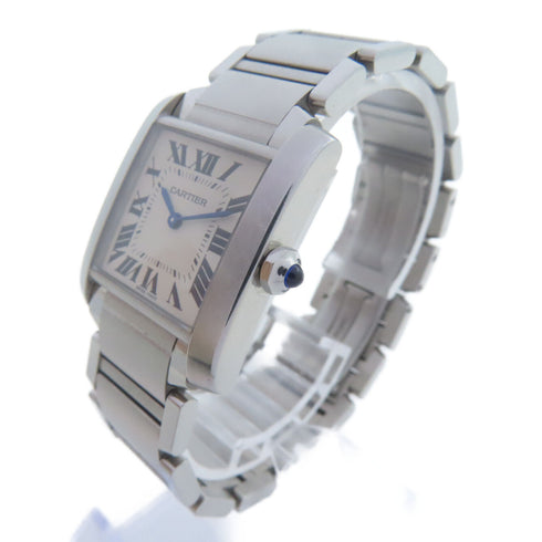 CARTIER Tank Francaise Quartz Watch WSTA0005 Stainless Steel White