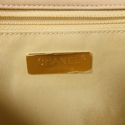 CHANEL CC C19 Small 2 Way Chain Shoulder Bag Calfskin Leather Beige