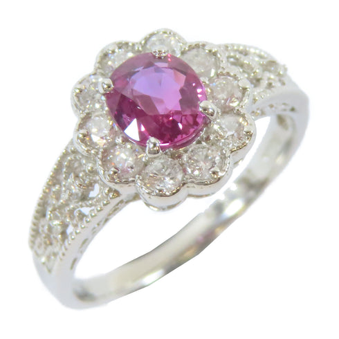 FINE JEWELRY 0.44ct Diamond 1.02ct Sapphire Ring PT900 Platinum 900 US#6.5