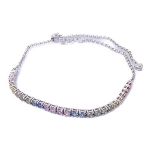 Fine Jewelry Color Stone Bracelet Bangle Accessories 18K White Gold Multicolor