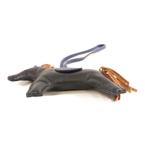 HERMES Rodeo MM Charm Milo Lambskin Leather Black Navy Brown