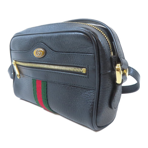 GUCCI GG GHW Ophidia Mini Shoulder Crossbody Bag 517350 Calfskin Leather Black