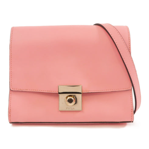 Furla GHW Shoulder Bag Crossbody Leather Pink