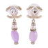CHANEL GHW CC Earrings B21/S Metal PVC White Light Purple Gold Tone Color