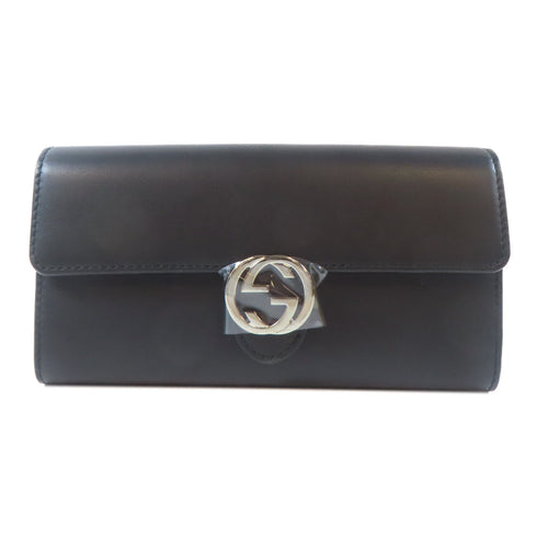 GUCCI GG SHW Long Wallet 309163 Calfskin Leather Black