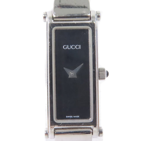GUCCI GG Bangle Black Dial Quartz Watch 1500L Stainless Steel Black
