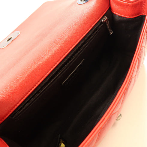 CHANEL CC SHW Shoulder Bag Lambskin Leather Red