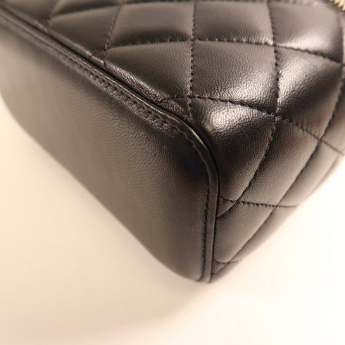 CHANEL CC GHW Vanity Case Chain Shoulder Bag Lambskin Leather Black v1