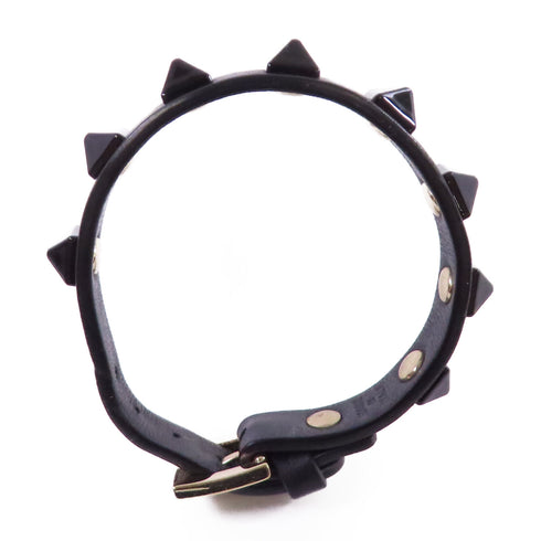 Valentino GHW Rockstud Leather Bracelet Metal Calfskin Black