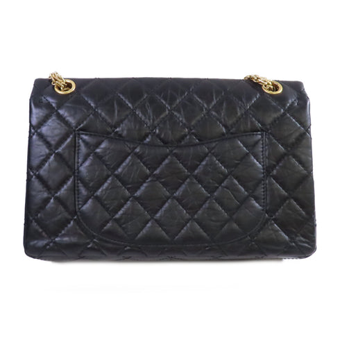 CHANEL Quilted CC GHW 2.55 Medium Shoulder Bag Lambskin Leather A37587 Black