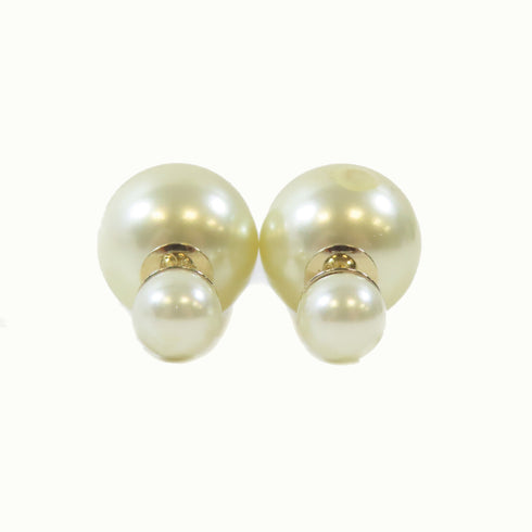 Christian Dior CD Earrings PVC White Gold