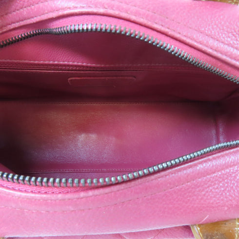 CHANEL Quilted CC Mini Boston Handbag 15685 Caviar Leather Red