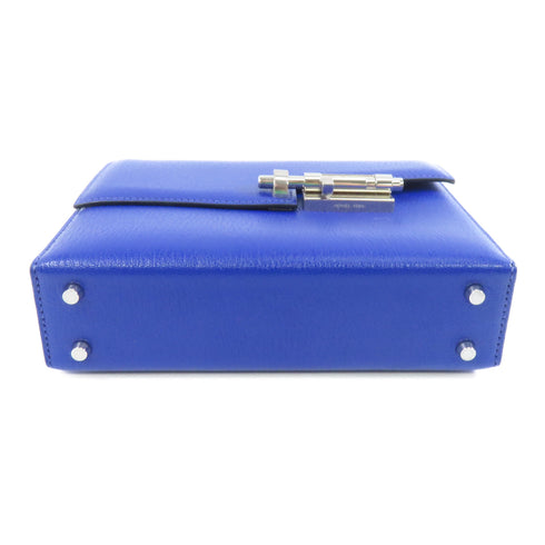 HERMES PHW Verrou Mini Chain Shoulder Bag Chevre Leather Blue Electric