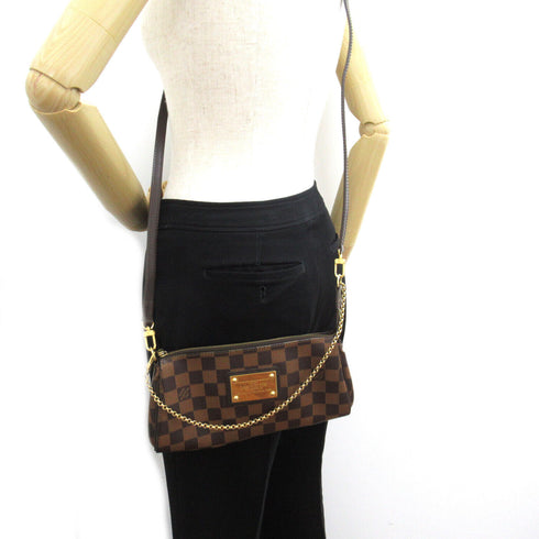 LOUIS VUITTON LV GHW Eva 2 Way Chain Shoulder Hand Bag N55213 Damier Ebene Brown