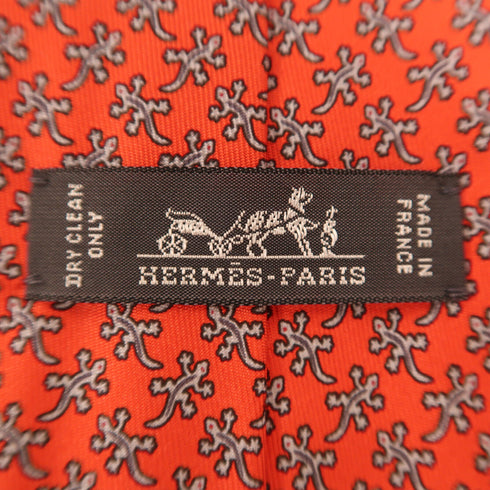 HERMES Tie Ties Silk Red