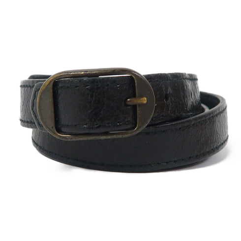 BALENCIAGA Triple Tour Bracelet 236342 Leather Black