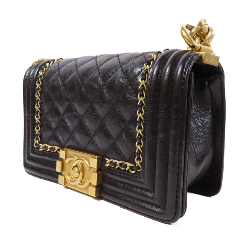 CHANEL Quilted CC GHW Boy Chanel Chain Shoulder Bag A67085 Calfskin Black