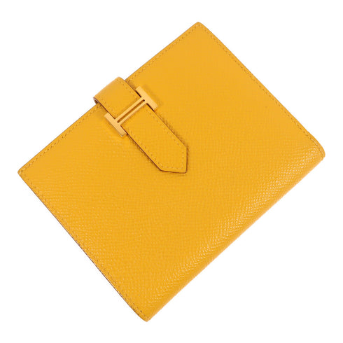 HERMES GHW Wallet Epsom Leather Yellow