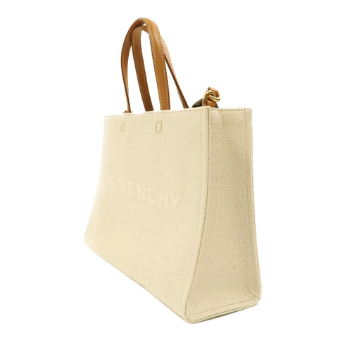 GIVENCHY GHW Small G-Tote 2 Way Shoulder Bag Handbag Canvas Brown/Beige