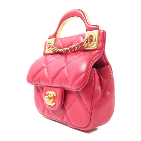 CHANEL Quilted CC GHW Chain Shoulder Bag 2 Way Bag Calfskin Leather Red