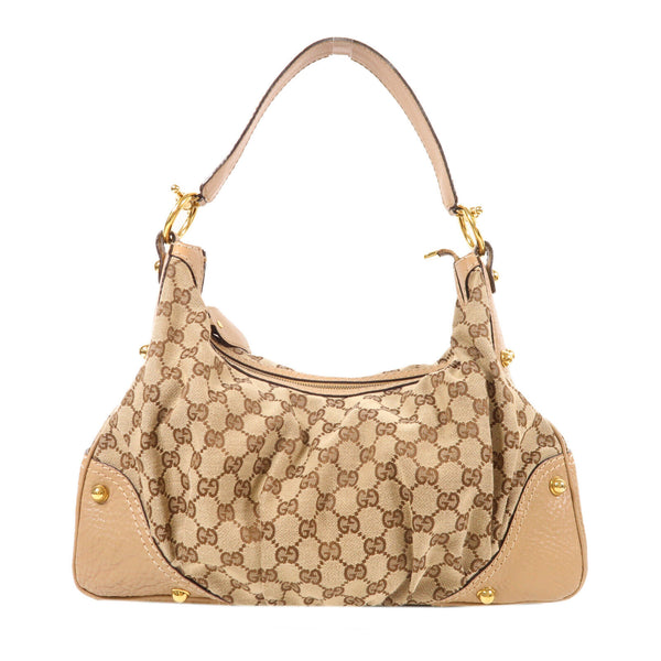 GUCCI GG GHW Shoulder Bag 211966 Canvas Brown