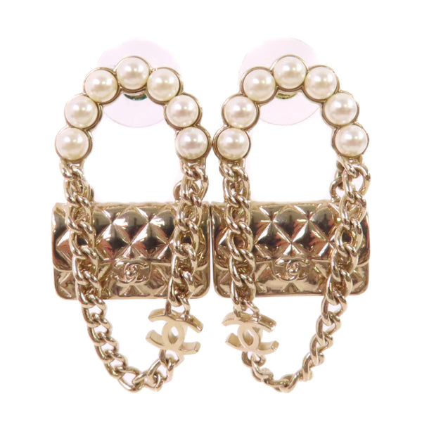 CHANEL CC GHW Earrings B21/S Metal PVC White Gold Tone Color