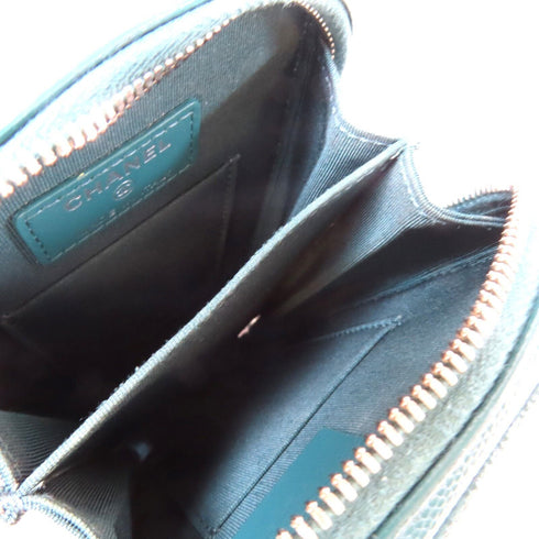 CHANEL Quilted CC SHW Chain Phone Holder Bag A70655 Caviar Leather Green