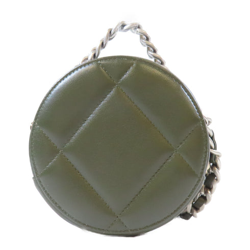 CHANEL Quilted CC Round Clutch 19 2way Chain Shoulder Bag AP0945 Lambskin Green