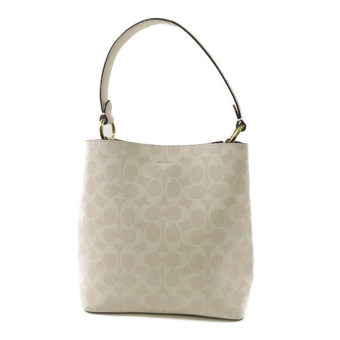 COACH GHW 2 Way Shoulder Bag C2081 PVC Coated Canvas