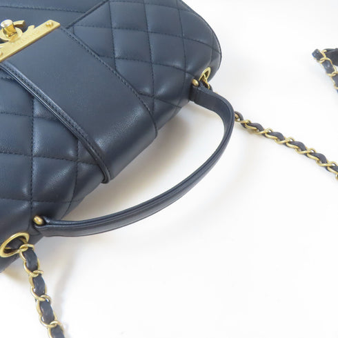 CHANEL CC GHW Chain 2 Way Shoulder Bag Calfskin Leather Blue