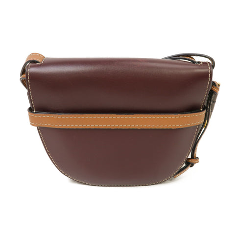 LOEWE GHW Gate Shoulder Bag Calfskin Leather Dark Purple/Brown