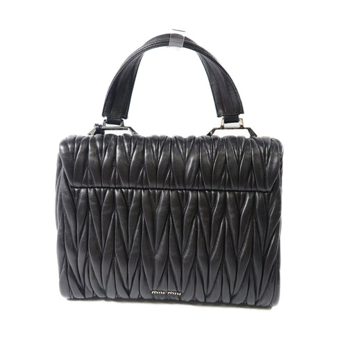 MIU MIU SHW 2 Way Bag Calfskin Leather Black