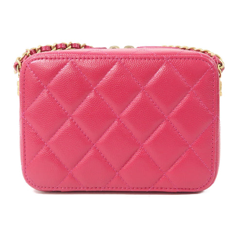CHANEL Quilted CC GHW Chain Shoulder Bag AP2858 Caviar Leather Rose Red
