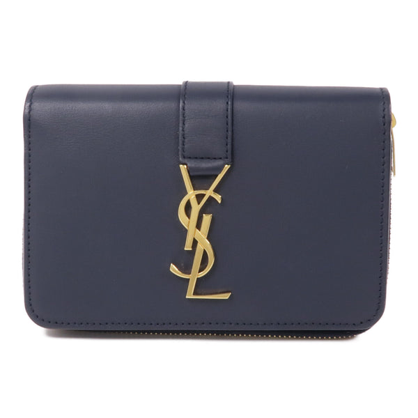 SAINT LAURENT YSL GHW Wallet GNC457797 Calfskin Leather Navy