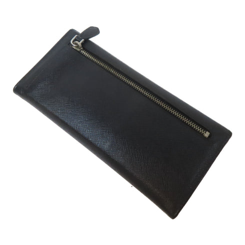 PRADA Long Wallet Calfskin Leather Black/Yellow