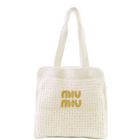 Miu Miu GHW Tote Bag Shoulder Bag PVC 5 BG 230 White