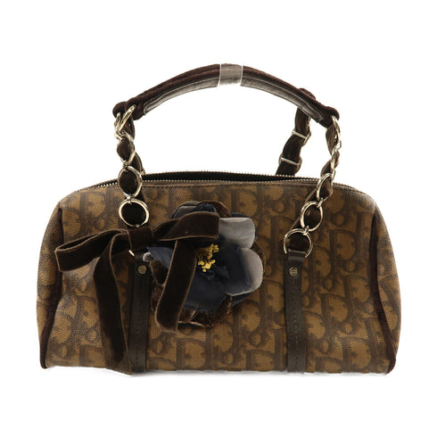 Christian Dior CD SHW Trotter Romantique Hand Bag PVC Coated Canvas Brown