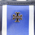 Tory Burch GHW Shoulder Tote Bag Coated Canvas Leather Gray Blue