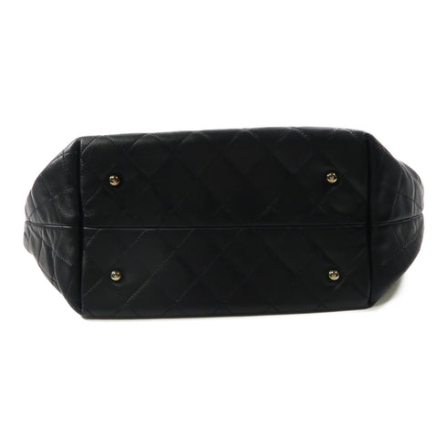 CHANEL CC SHW Chain Shoulder Tote Bag Lambskin Leather Black v1