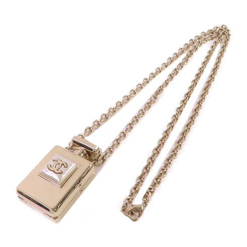 CHANEL CC GHW Locket Necklace B22S Metal PVC Gold Tone Color White